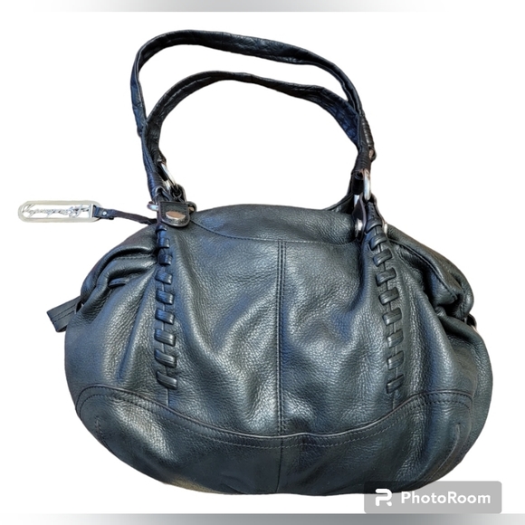 B. Makowsky Black leather satchel shoulder bag - Picture 1 of 8